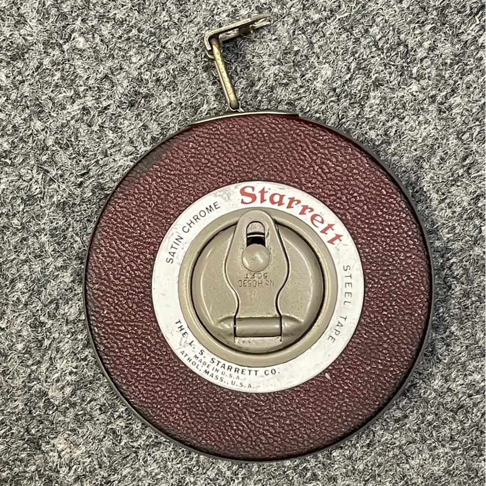 Vintage Starrett Steel Tape Satin Chrome 50 FT No. HC 530